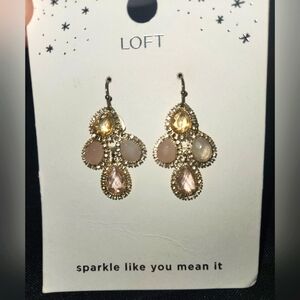 Loft Sparkle Like You Mean It Rhinestone Drop Dangle Pale Pink Earrings NWT $35